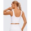 imageCRZ YOGA Womens U Back Sports Bras Padded High Neck Crop Workout Tank TopsWhite