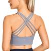 imageCRZ YOGA Strappy Longline Sports Bras for Women  Wirefree Padded Criss Cross Yoga Cropped Tank TopsSleet