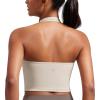 imageCRZ YOGA Womens Butterluxe Halter Longline Sports Bra  Padded Workout Yoga Crop Tops Tanks with Built in PadsMojave Tan