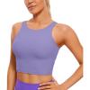 imageCRZ YOGA Womens U Back Sports Bras Padded High Neck Crop Workout Tank TopsDark Lavender Purple