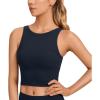 imageCRZ YOGA Womens U Back Sports Bras Padded High Neck Crop Workout Tank TopsTwilight Blue