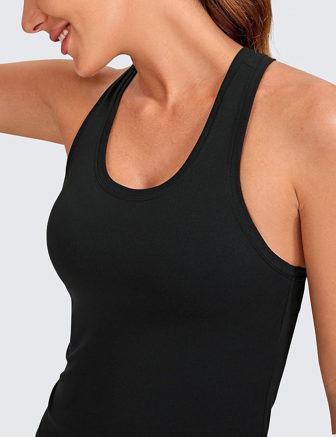 imageCRZ YOGA Butterluxe Racerback Workout Tank Tops for Women Sleeveless Camisole Gym Athletic Yoga ShirtsBlack