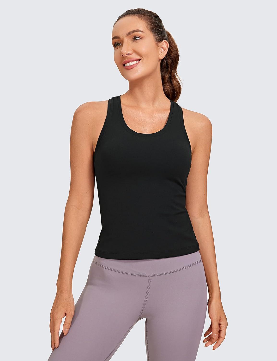 imageCRZ YOGA Butterluxe Racerback Workout Tank Tops for Women Sleeveless Camisole Gym Athletic Yoga ShirtsBlack