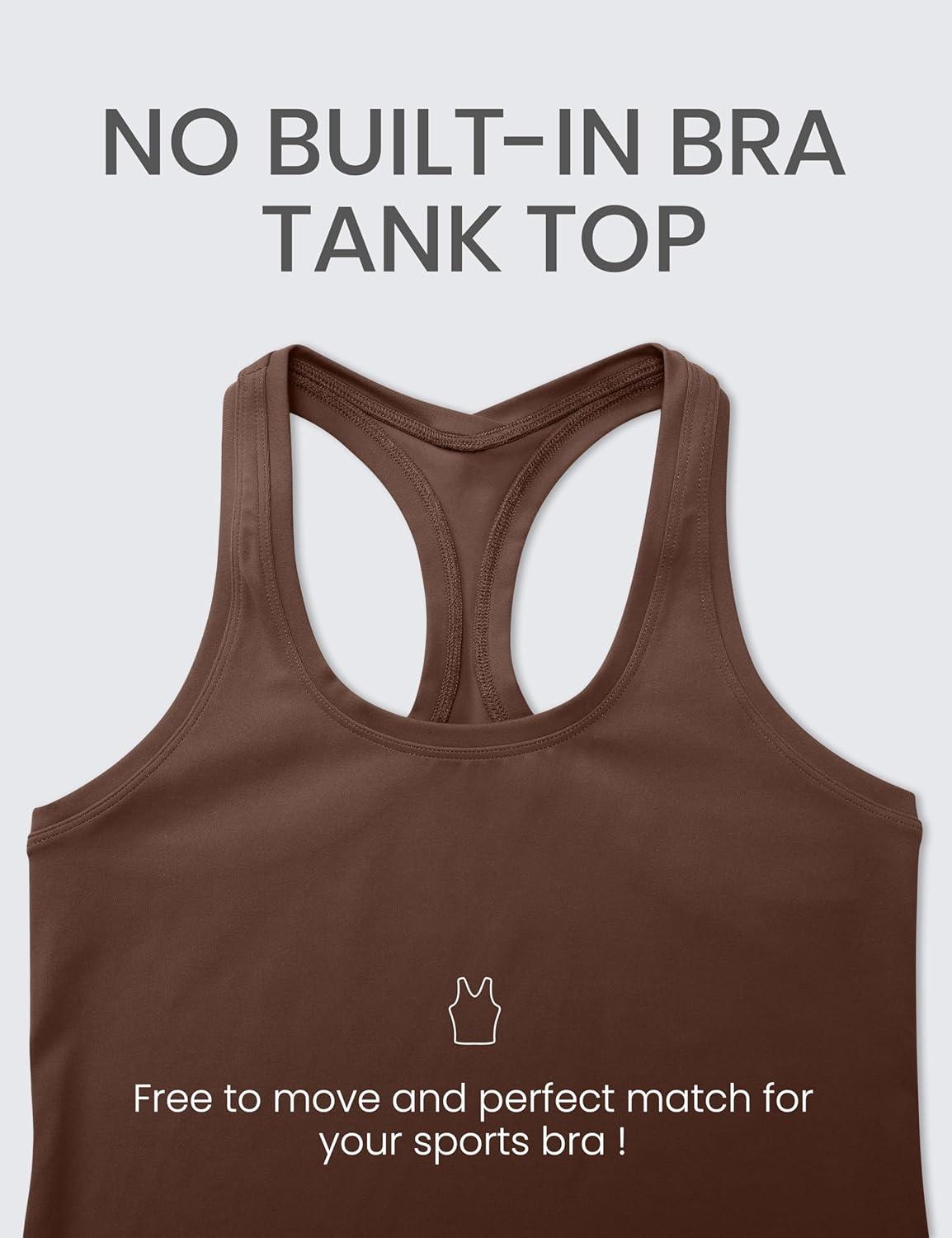 imageCRZ YOGA Butterluxe Racerback Workout Tank Tops for Women Sleeveless Camisole Gym Athletic Yoga ShirtsCoffee Brown