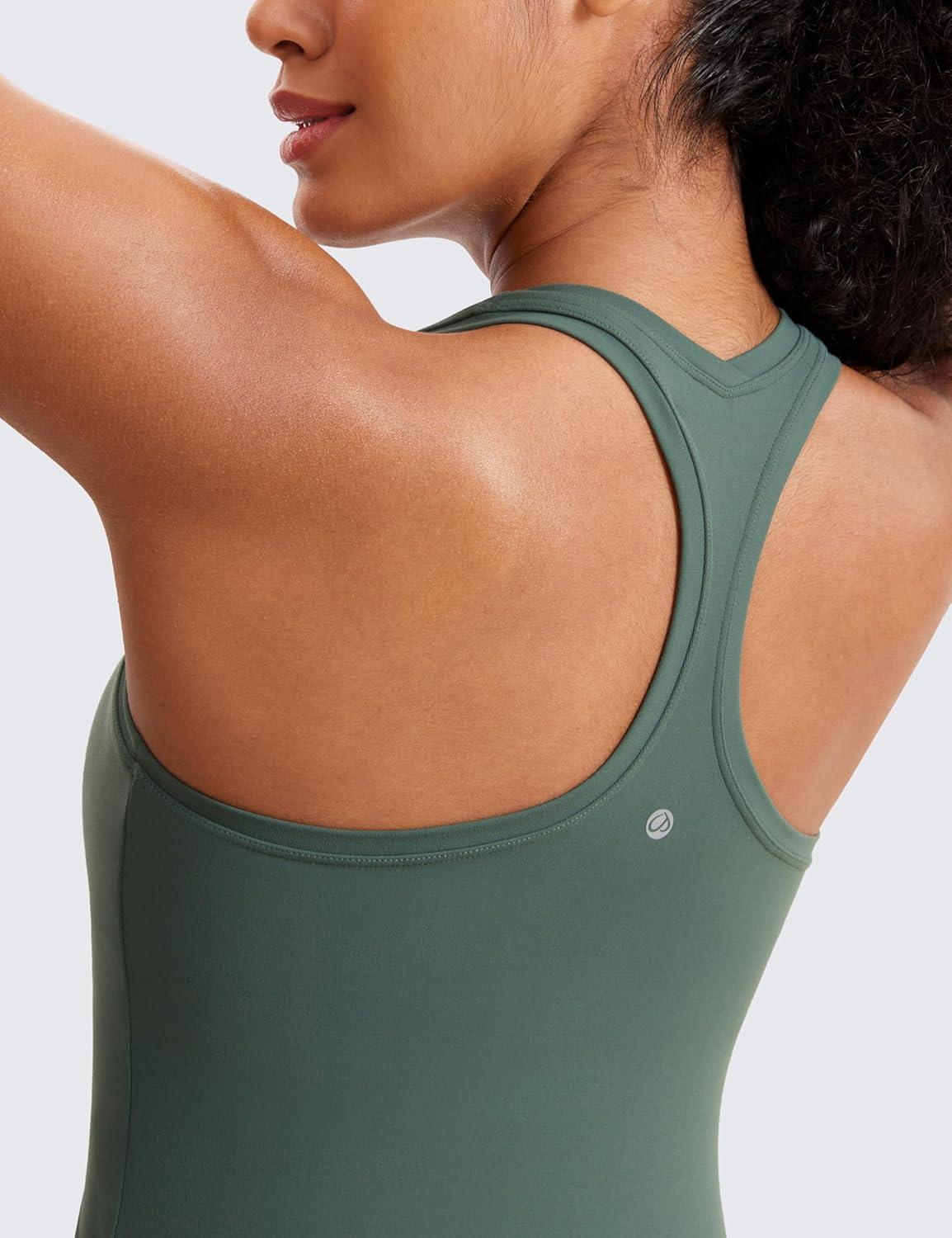 imageCRZ YOGA Butterluxe Racerback Workout Tank Tops for Women Sleeveless Camisole Gym Athletic Yoga ShirtsDark Forest Green