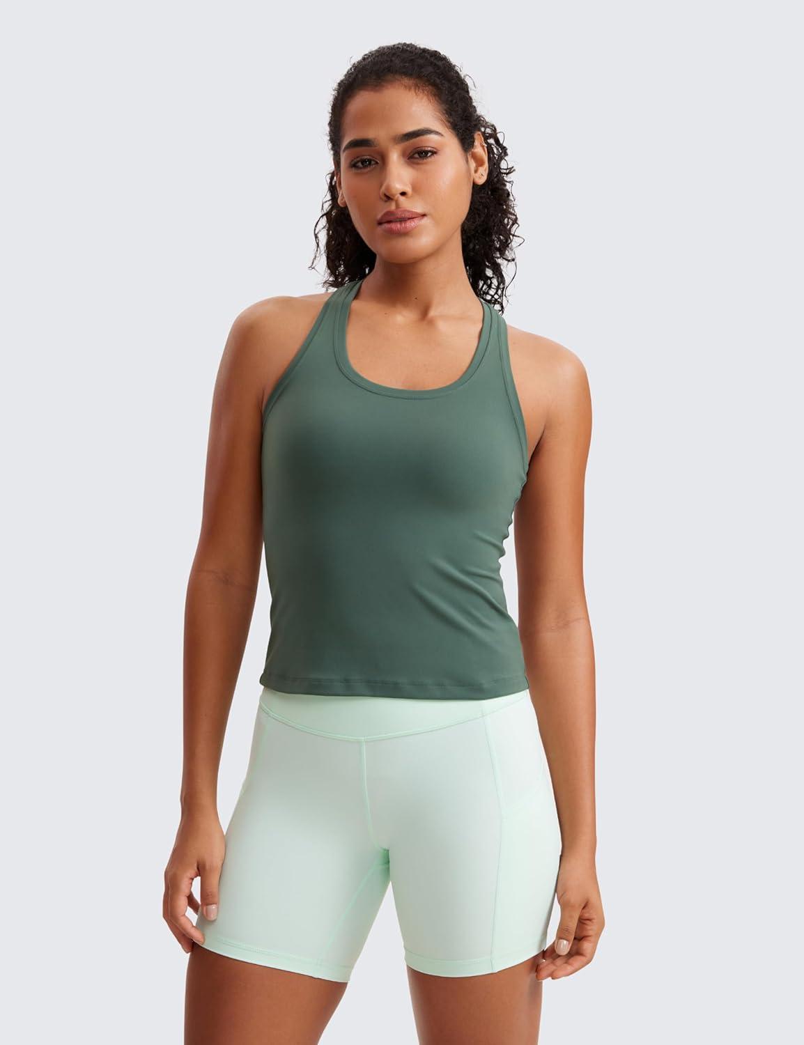 imageCRZ YOGA Butterluxe Racerback Workout Tank Tops for Women Sleeveless Camisole Gym Athletic Yoga ShirtsDark Forest Green