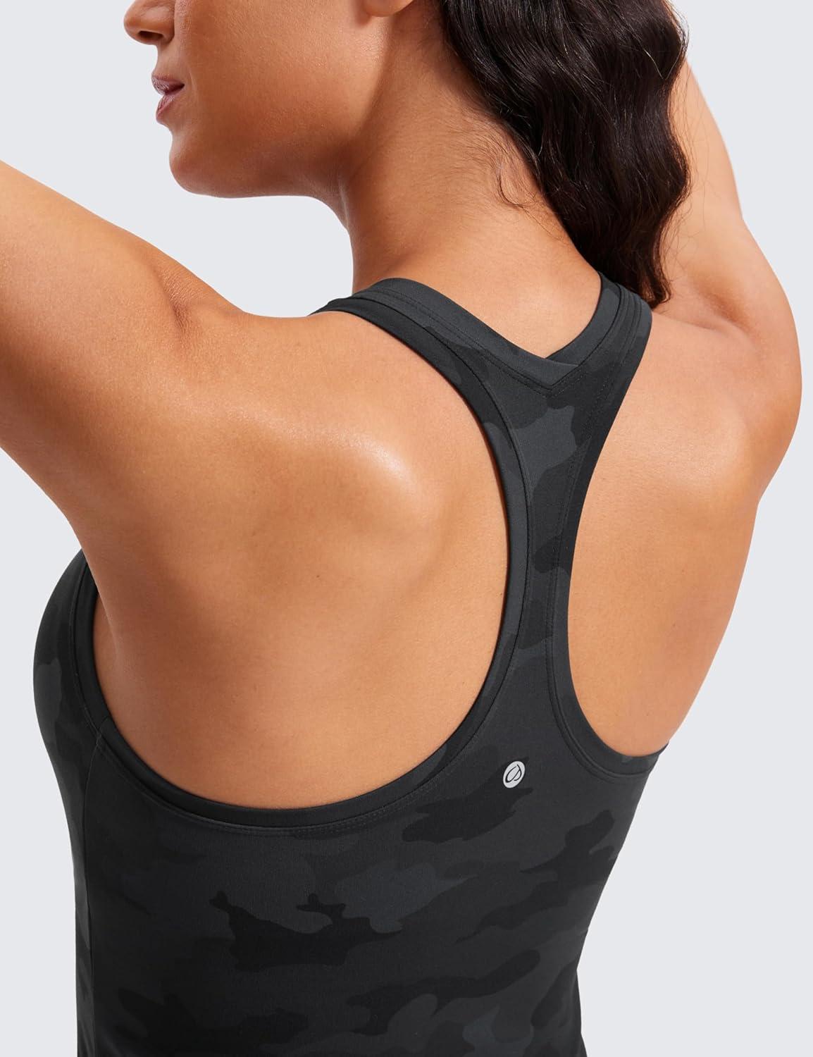 imageCRZ YOGA Butterluxe Racerback Workout Tank Tops for Women Sleeveless Camisole Gym Athletic Yoga ShirtsDark Grey Camouflage 2