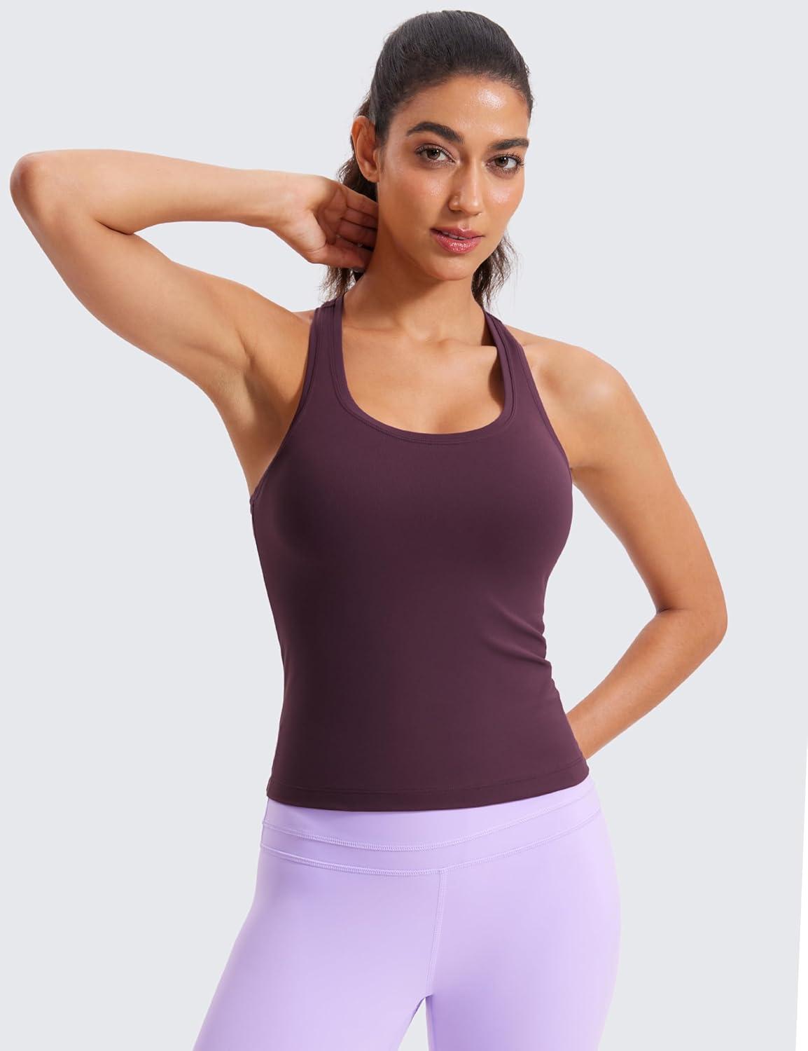 imageCRZ YOGA Butterluxe Racerback Workout Tank Tops for Women Sleeveless Camisole Gym Athletic Yoga ShirtsDeep Purple