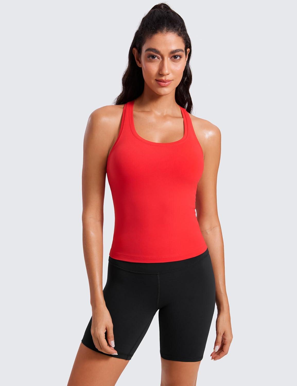 imageCRZ YOGA Butterluxe Racerback Workout Tank Tops for Women Sleeveless Camisole Gym Athletic Yoga ShirtsDeep Red