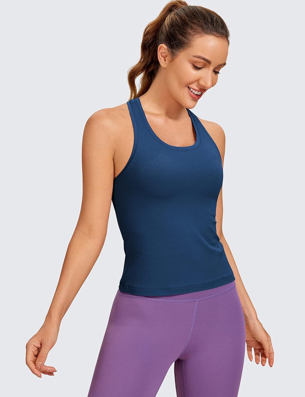 imageCRZ YOGA Butterluxe Racerback Workout Tank Tops for Women Sleeveless Camisole Gym Athletic Yoga ShirtsFrench Navy