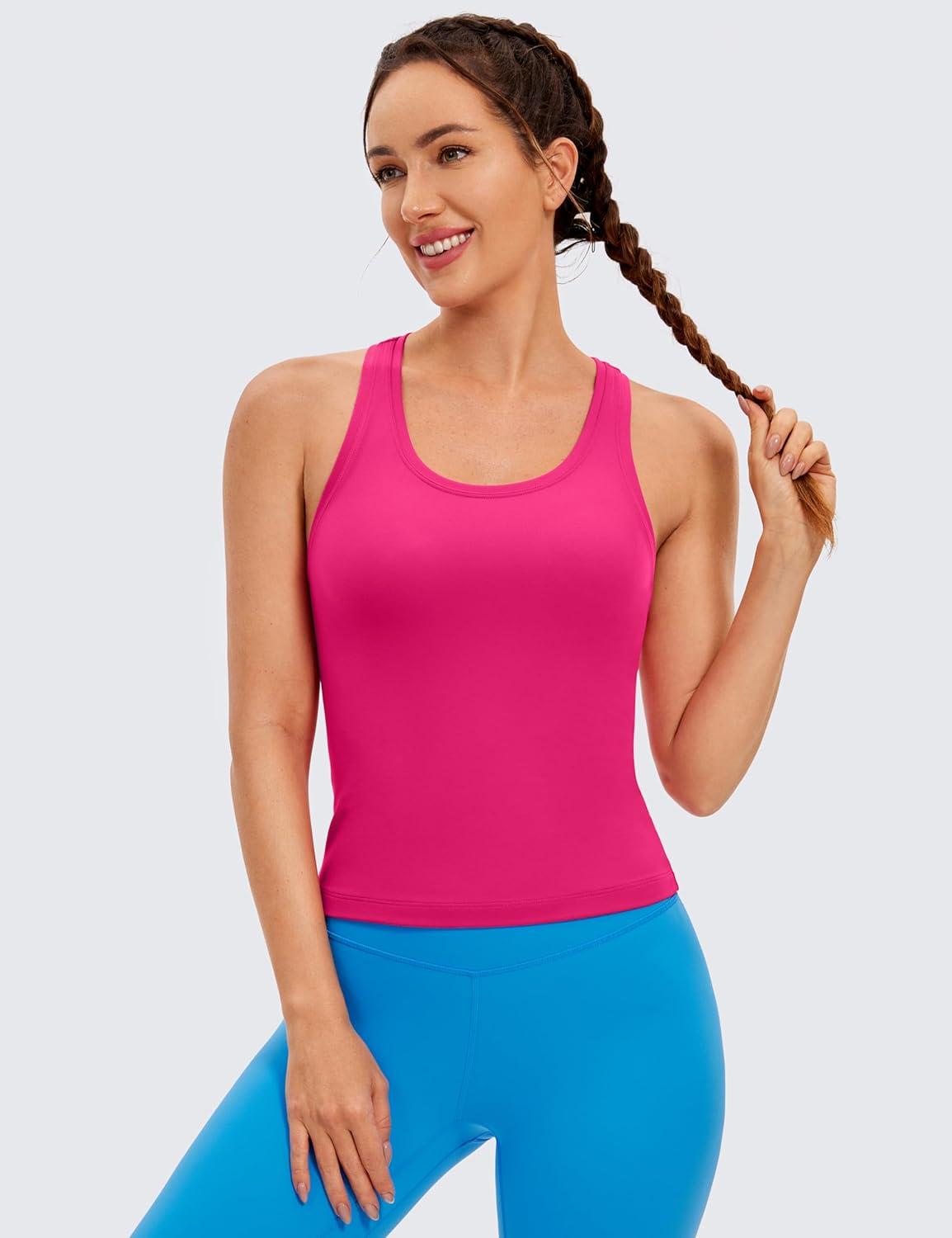 imageCRZ YOGA Butterluxe Racerback Workout Tank Tops for Women Sleeveless Camisole Gym Athletic Yoga ShirtsGranita Pink