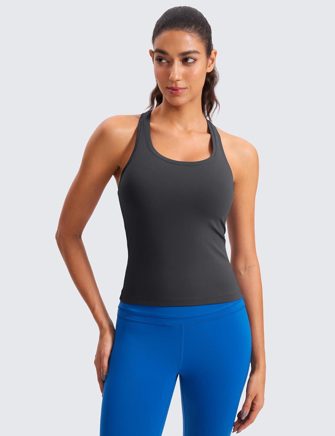 imageCRZ YOGA Butterluxe Racerback Workout Tank Tops for Women Sleeveless Camisole Gym Athletic Yoga ShirtsMysterious Grey