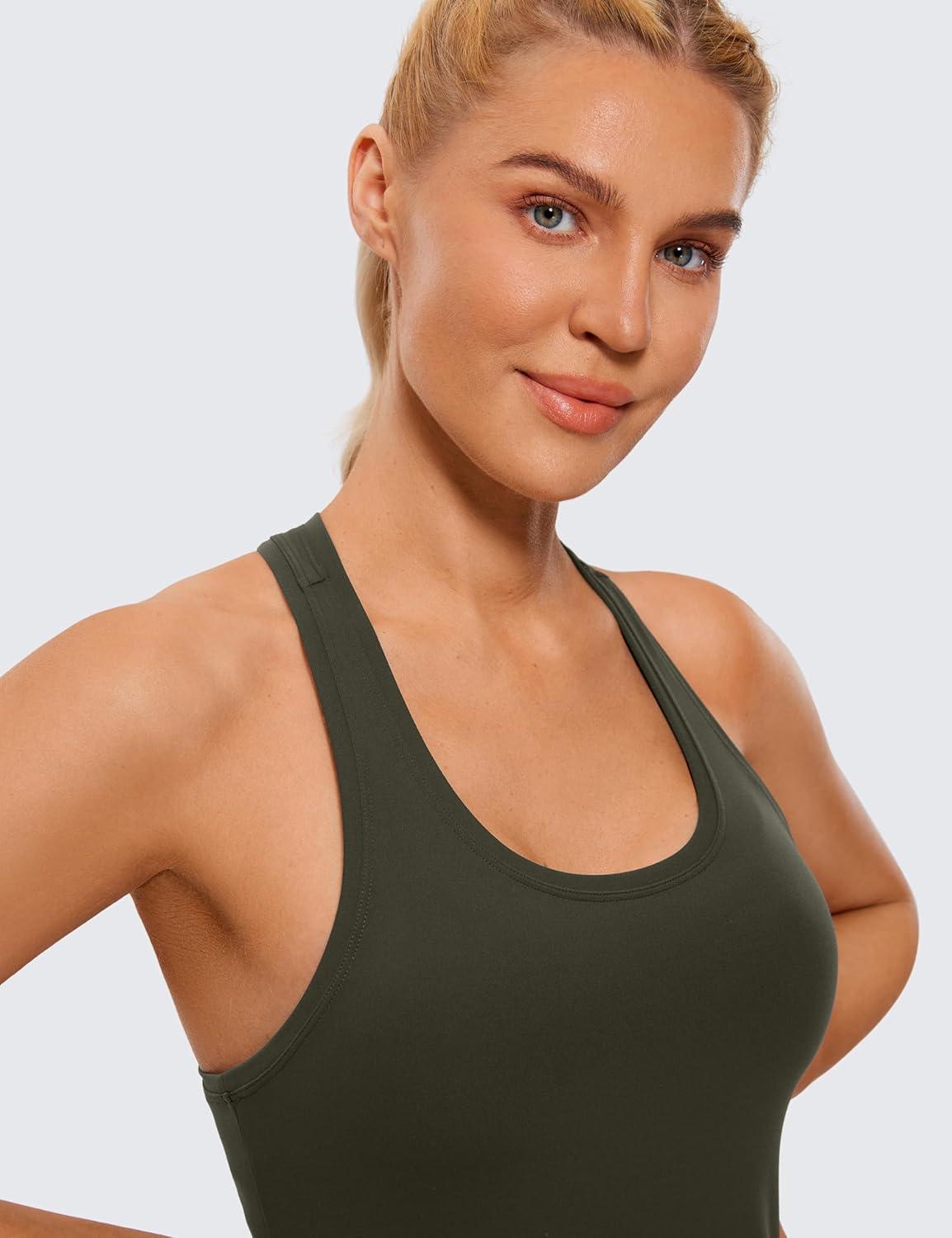 imageCRZ YOGA Butterluxe Racerback Workout Tank Tops for Women Sleeveless Camisole Gym Athletic Yoga ShirtsOlive Green