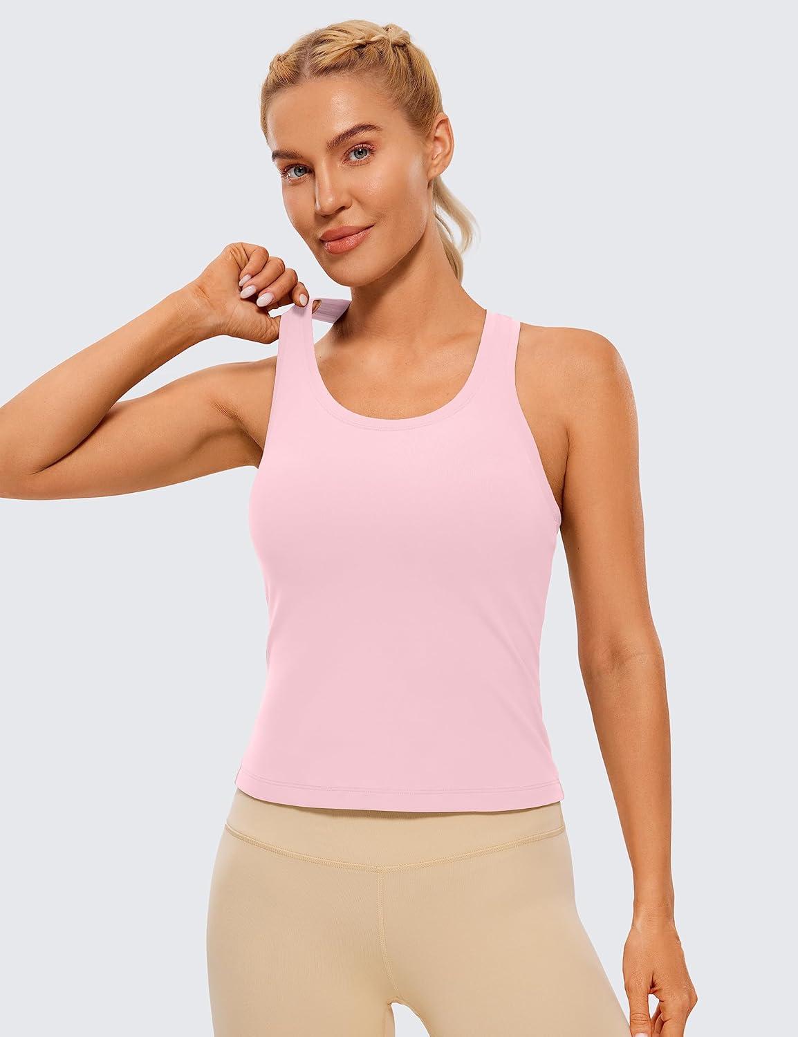 imageCRZ YOGA Butterluxe Racerback Workout Tank Tops for Women Sleeveless Camisole Gym Athletic Yoga ShirtsPink Peony