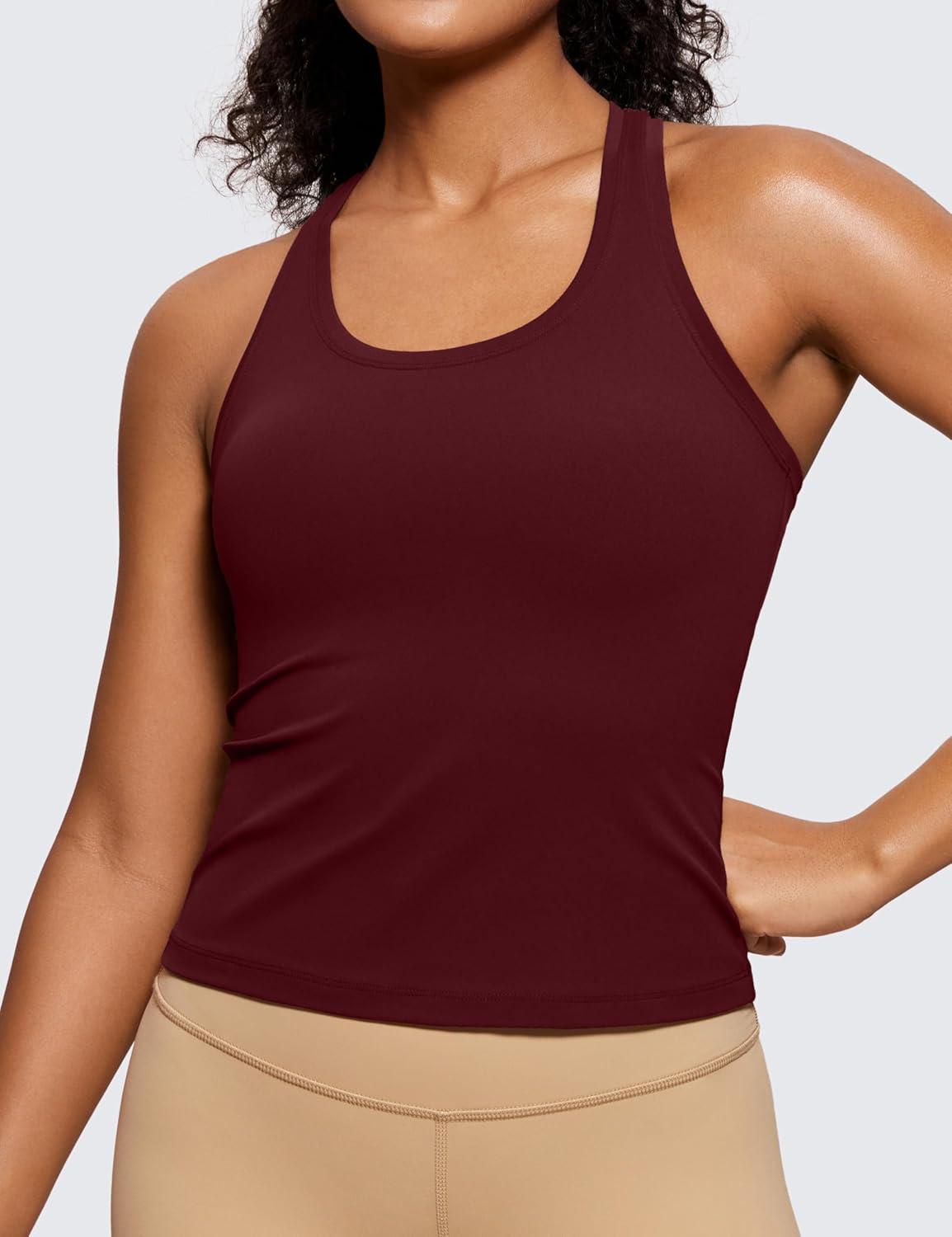 imageCRZ YOGA Butterluxe Racerback Workout Tank Tops for Women Sleeveless Camisole Gym Athletic Yoga ShirtsRed Merlot