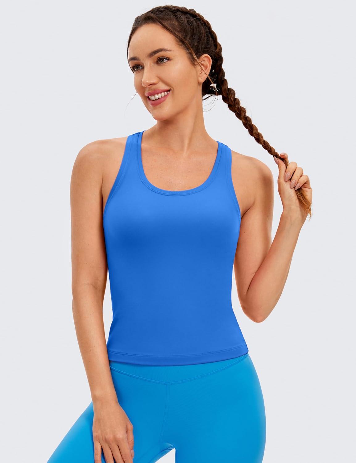 imageCRZ YOGA Butterluxe Racerback Workout Tank Tops for Women Sleeveless Camisole Gym Athletic Yoga ShirtsSparkle Blue