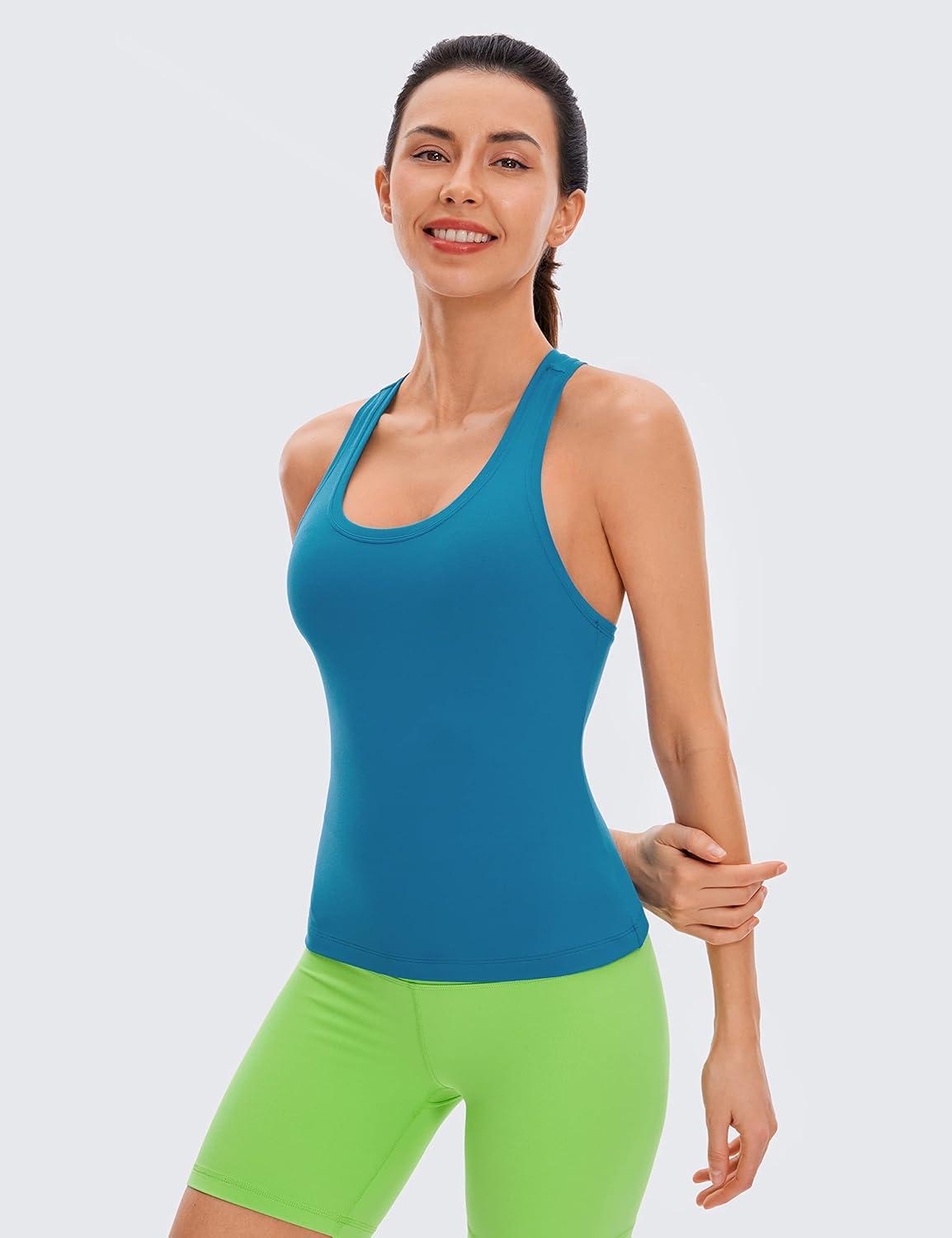 imageCRZ YOGA Butterluxe Racerback Workout Tank Tops for Women Sleeveless Camisole Gym Athletic Yoga ShirtsSupersonic Blue