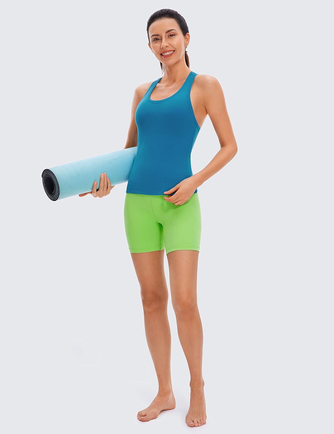 imageCRZ YOGA Butterluxe Racerback Workout Tank Tops for Women Sleeveless Camisole Gym Athletic Yoga ShirtsSupersonic Blue
