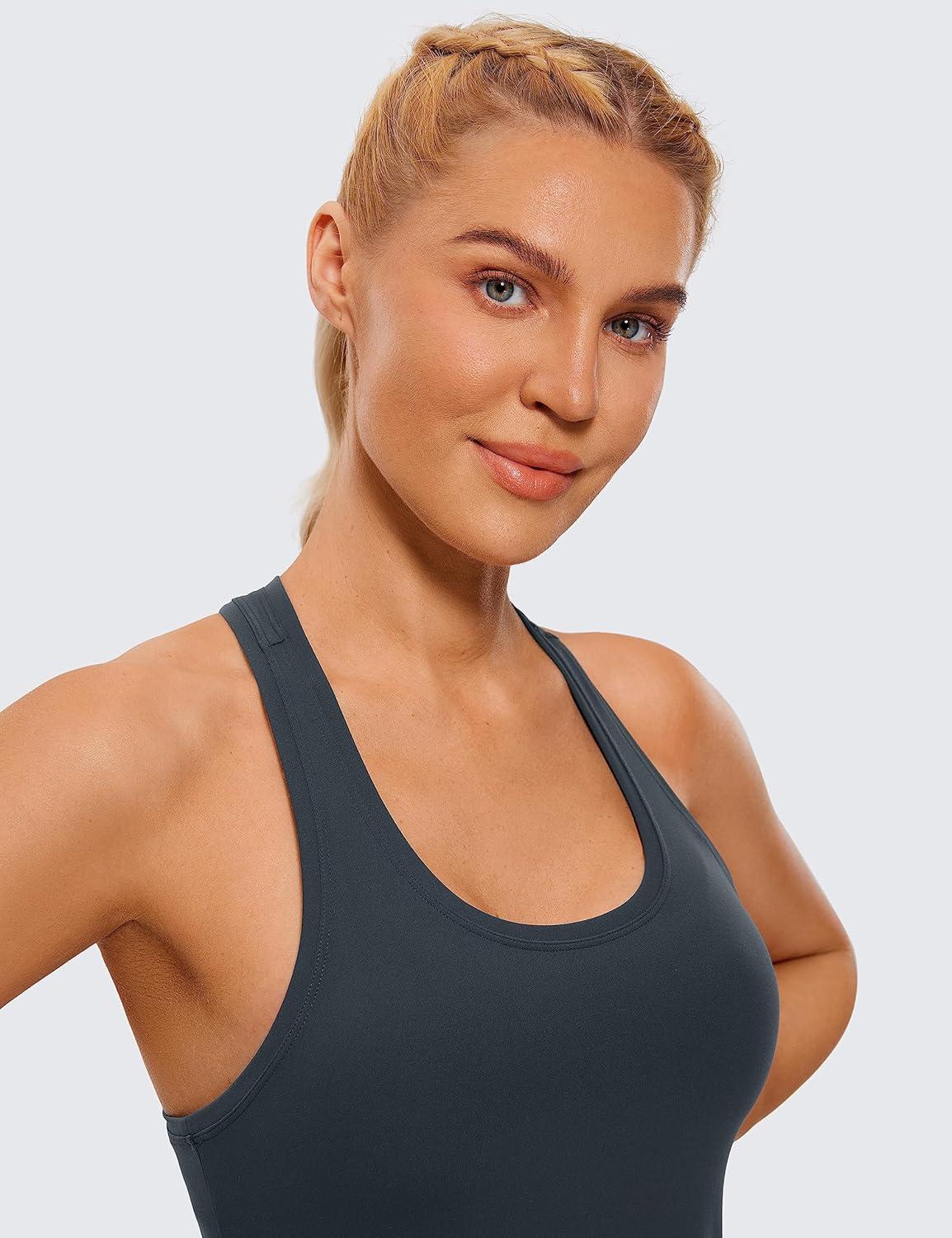 imageCRZ YOGA Butterluxe Racerback Workout Tank Tops for Women Sleeveless Camisole Gym Athletic Yoga ShirtsTrue Navy