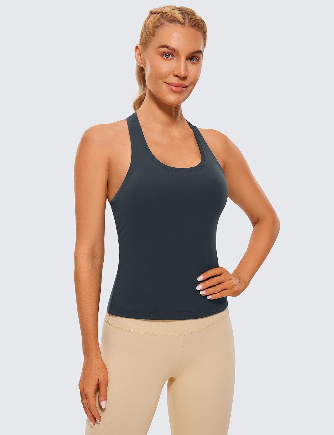 imageCRZ YOGA Butterluxe Racerback Workout Tank Tops for Women Sleeveless Camisole Gym Athletic Yoga ShirtsTrue Navy