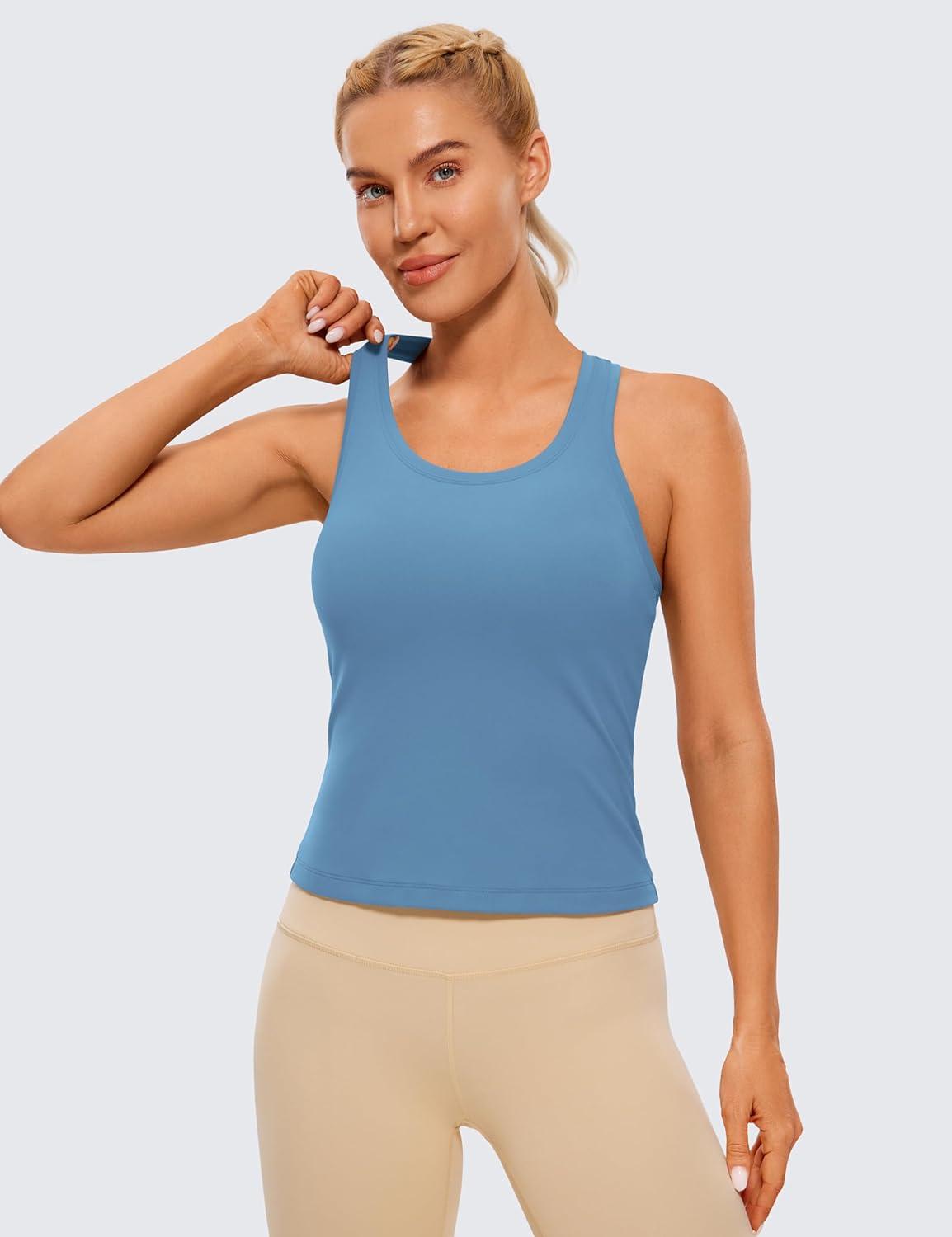 imageCRZ YOGA Butterluxe Racerback Workout Tank Tops for Women Sleeveless Camisole Gym Athletic Yoga ShirtsUniverse Blue