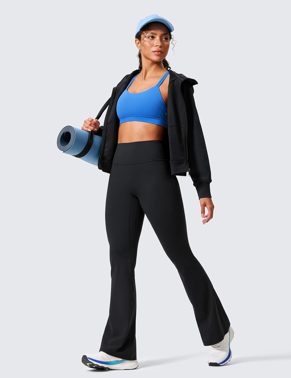 imageCRZ YOGA Womens Butterlift Hidden Scrunch Butt Flare Leggings 31quot  No Front Seam High Waist Bootcut Yoga Pants Booty CasualBlack