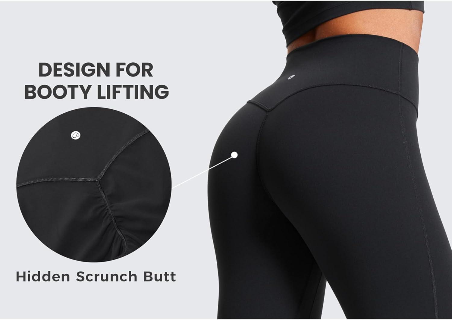 imageCRZ YOGA Womens Butterlift Hidden Scrunch Butt Flare Leggings 31quot  No Front Seam High Waist Bootcut Yoga Pants Booty CasualBlack