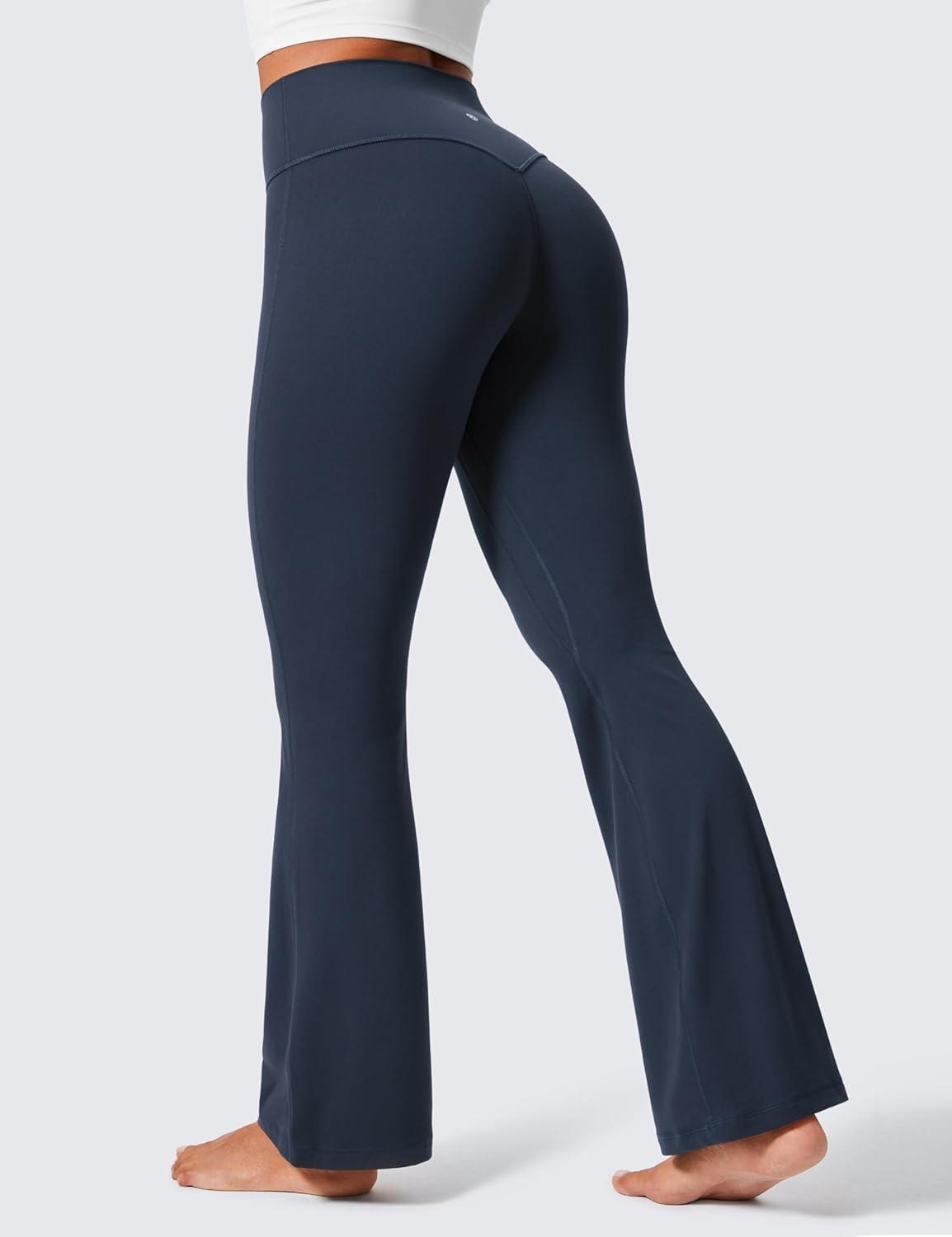 imageCRZ YOGA Womens Butterlift Hidden Scrunch Butt Flare Leggings 31quot  No Front Seam High Waist Bootcut Yoga Pants Booty CasualTwilight Blue