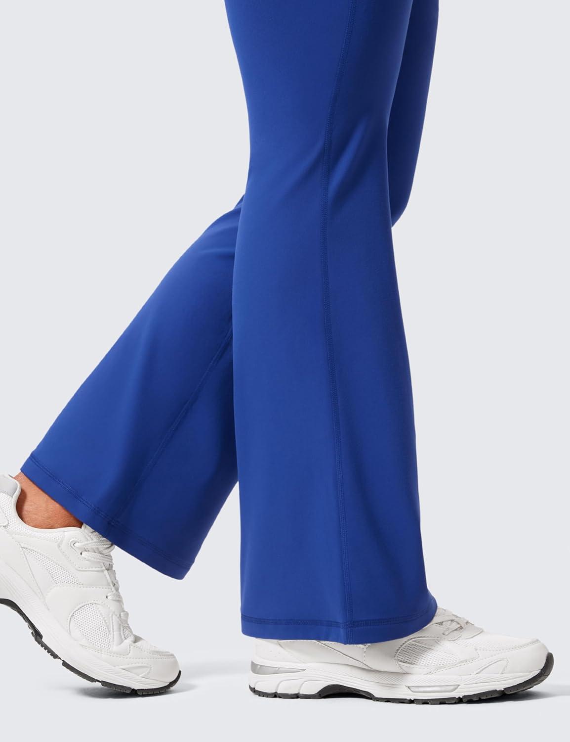 imageCRZ YOGA Womens Butterlift Hidden Scrunch Butt Flare Leggings 31quot  No Front Seam High Waist Bootcut Yoga Pants Booty CasualWaves Blue