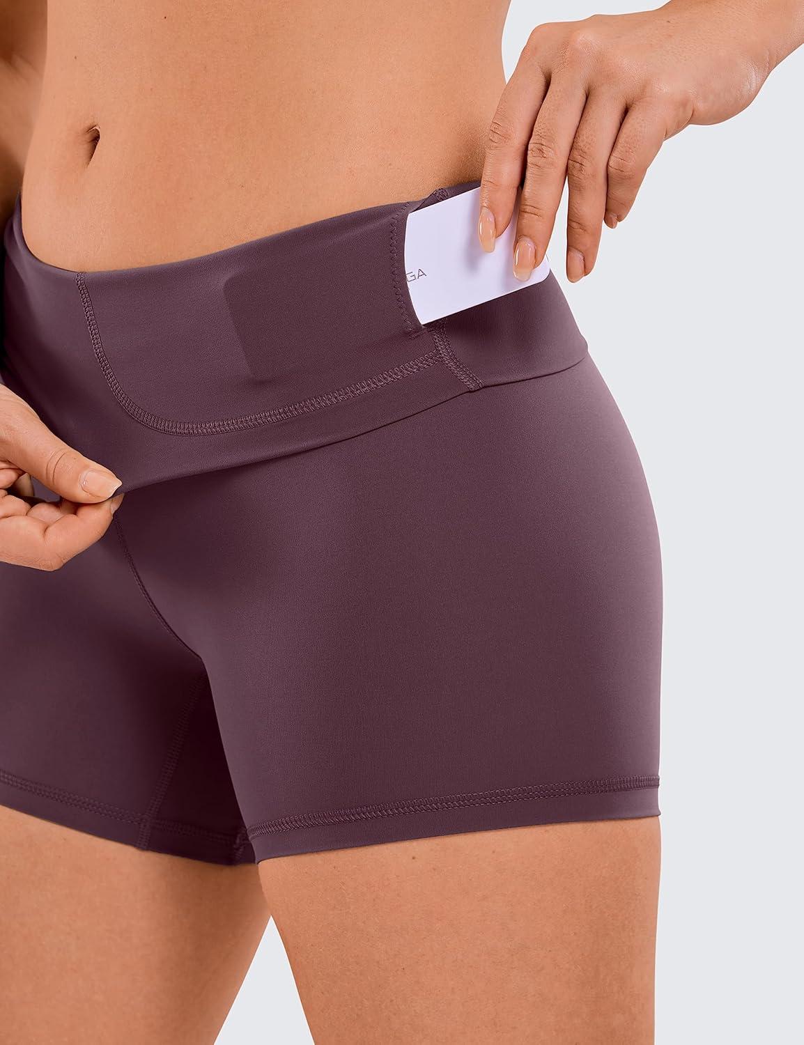 imageCRZ YOGA Womens Naked Feeling Biker Shorts  4 Inches High Waist Yoga Workout Running Gym SpandexArctic Plum