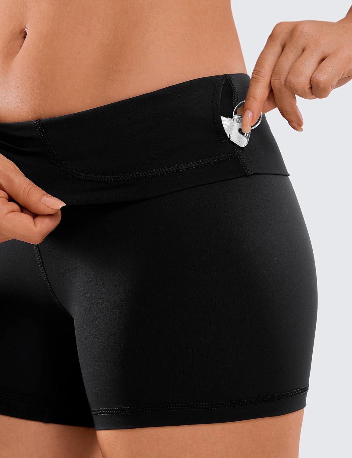 imageCRZ YOGA Womens Naked Feeling Biker Shorts  4 Inches High Waist Yoga Workout Running Gym SpandexBlack