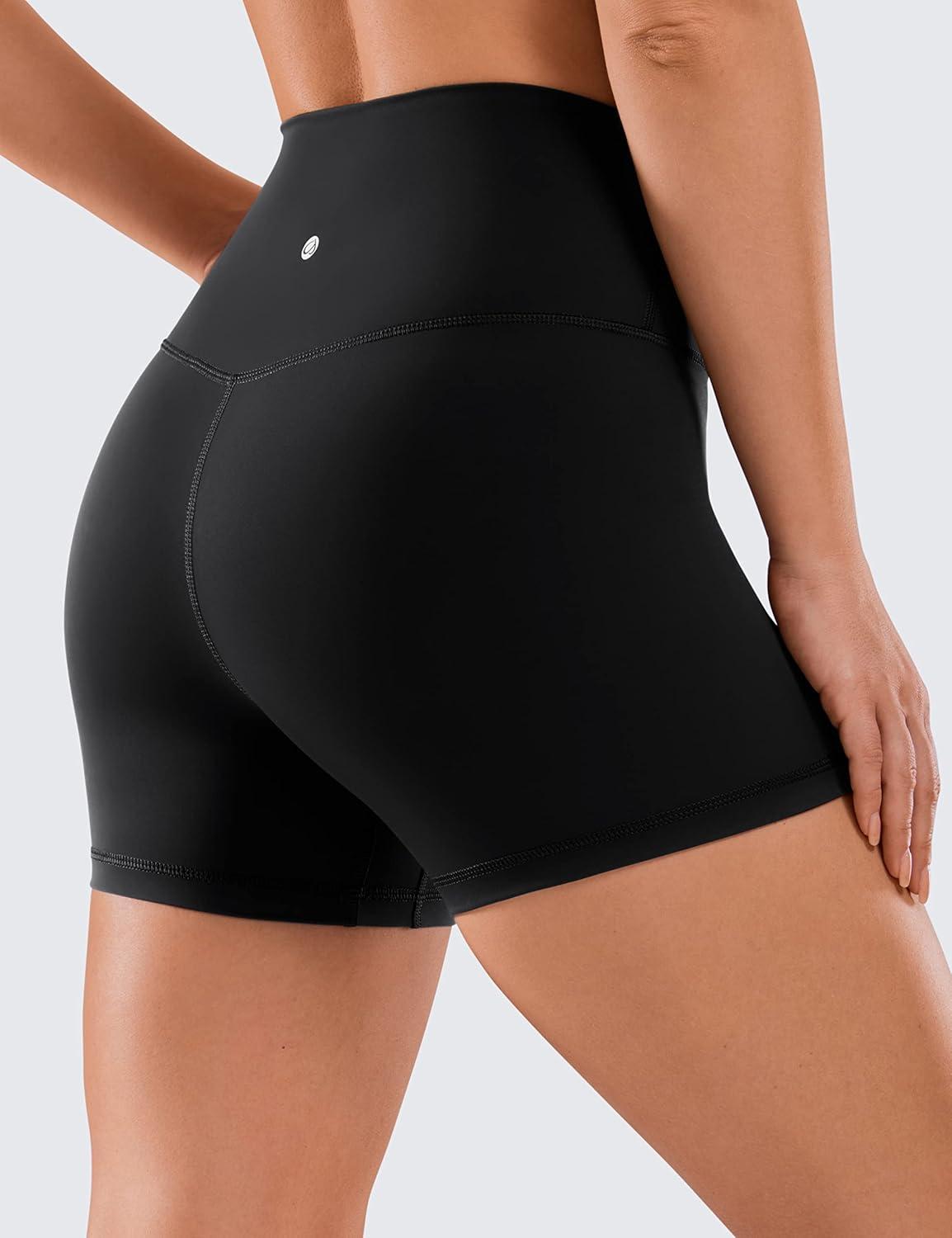 imageCRZ YOGA Womens Naked Feeling Biker Shorts  4 Inches High Waist Yoga Workout Running Gym SpandexBlack