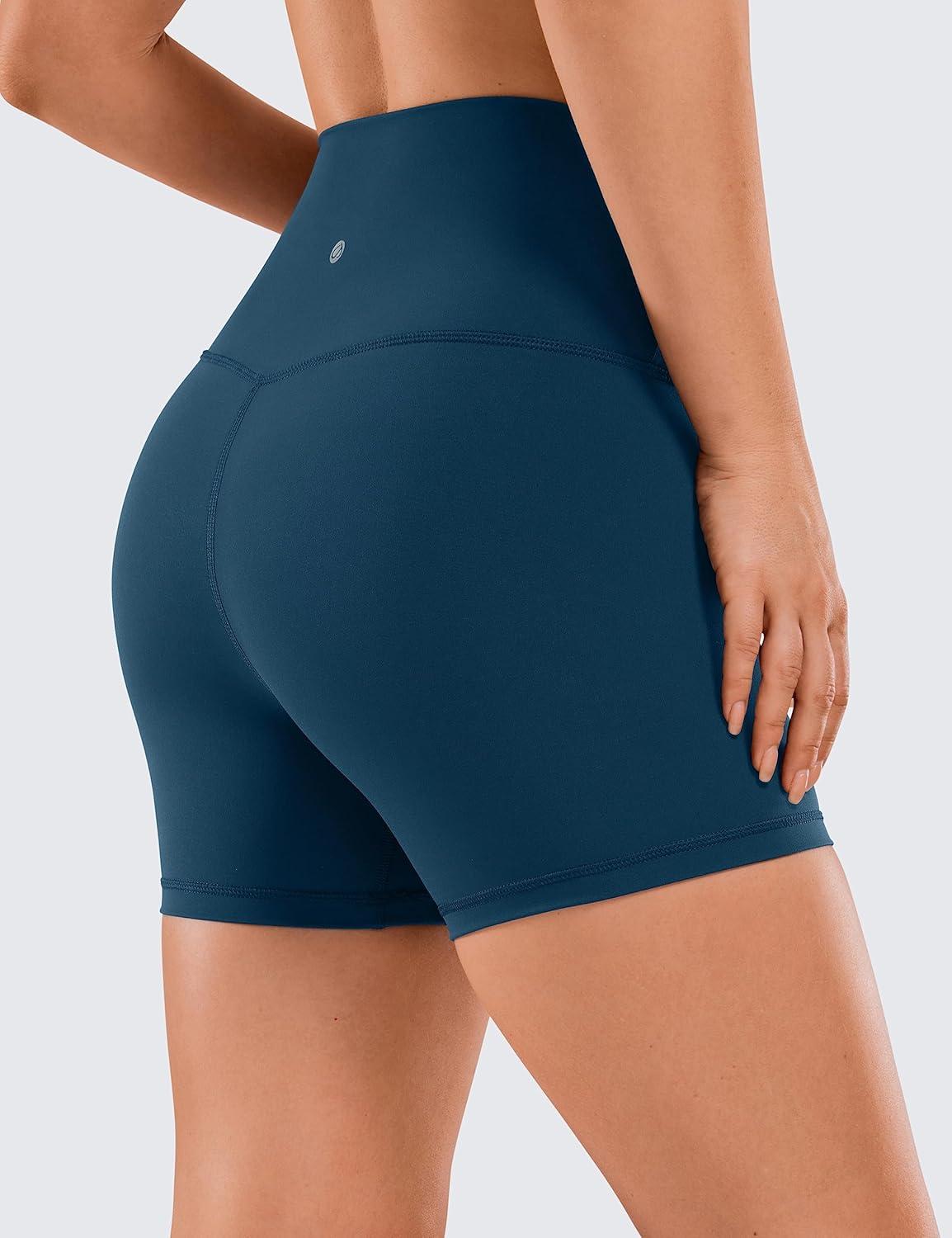 imageCRZ YOGA Womens Naked Feeling Biker Shorts  4 Inches High Waist Yoga Workout Running Gym SpandexFrench Navy