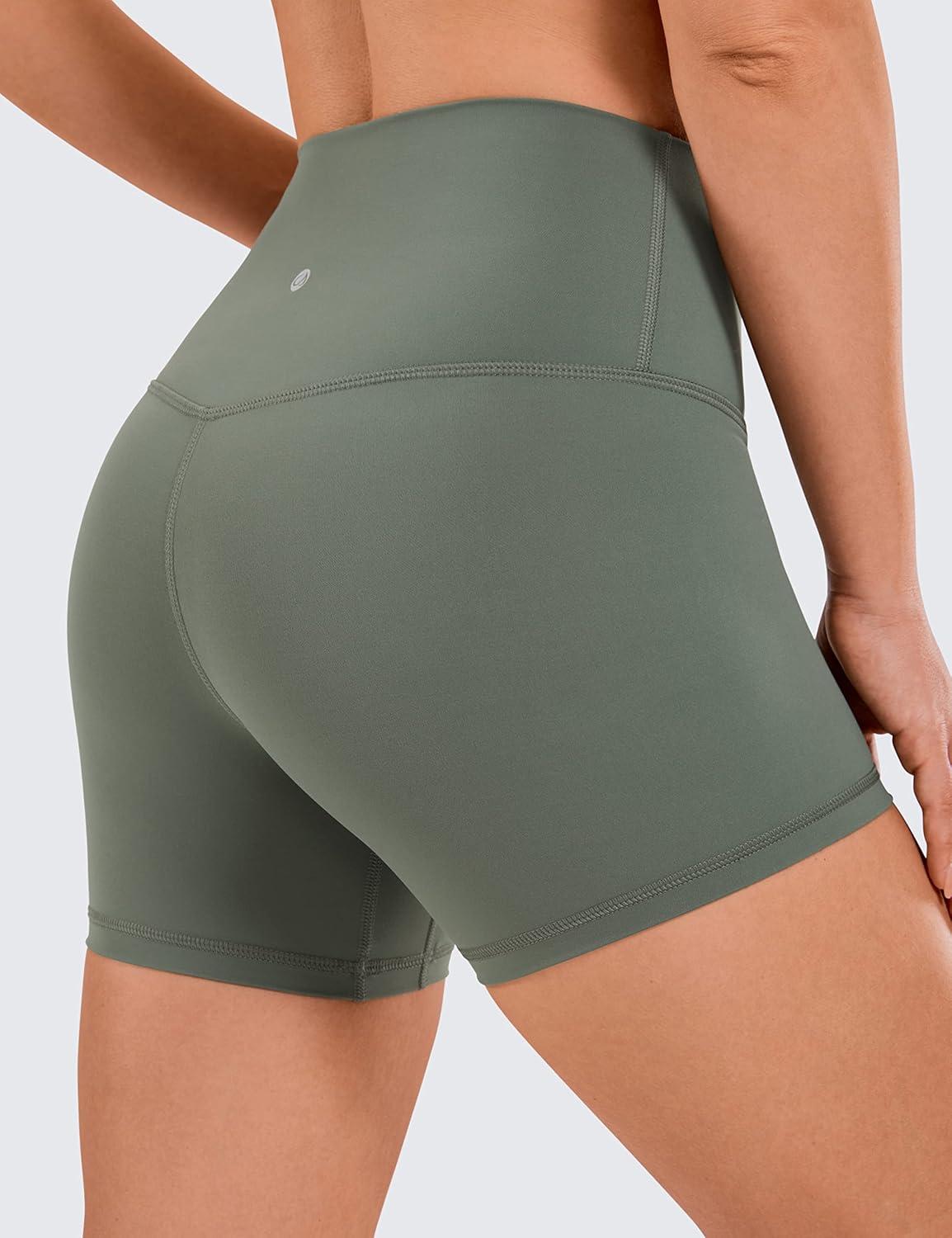imageCRZ YOGA Womens Naked Feeling Biker Shorts  4 Inches High Waist Yoga Workout Running Gym SpandexGrey Sage