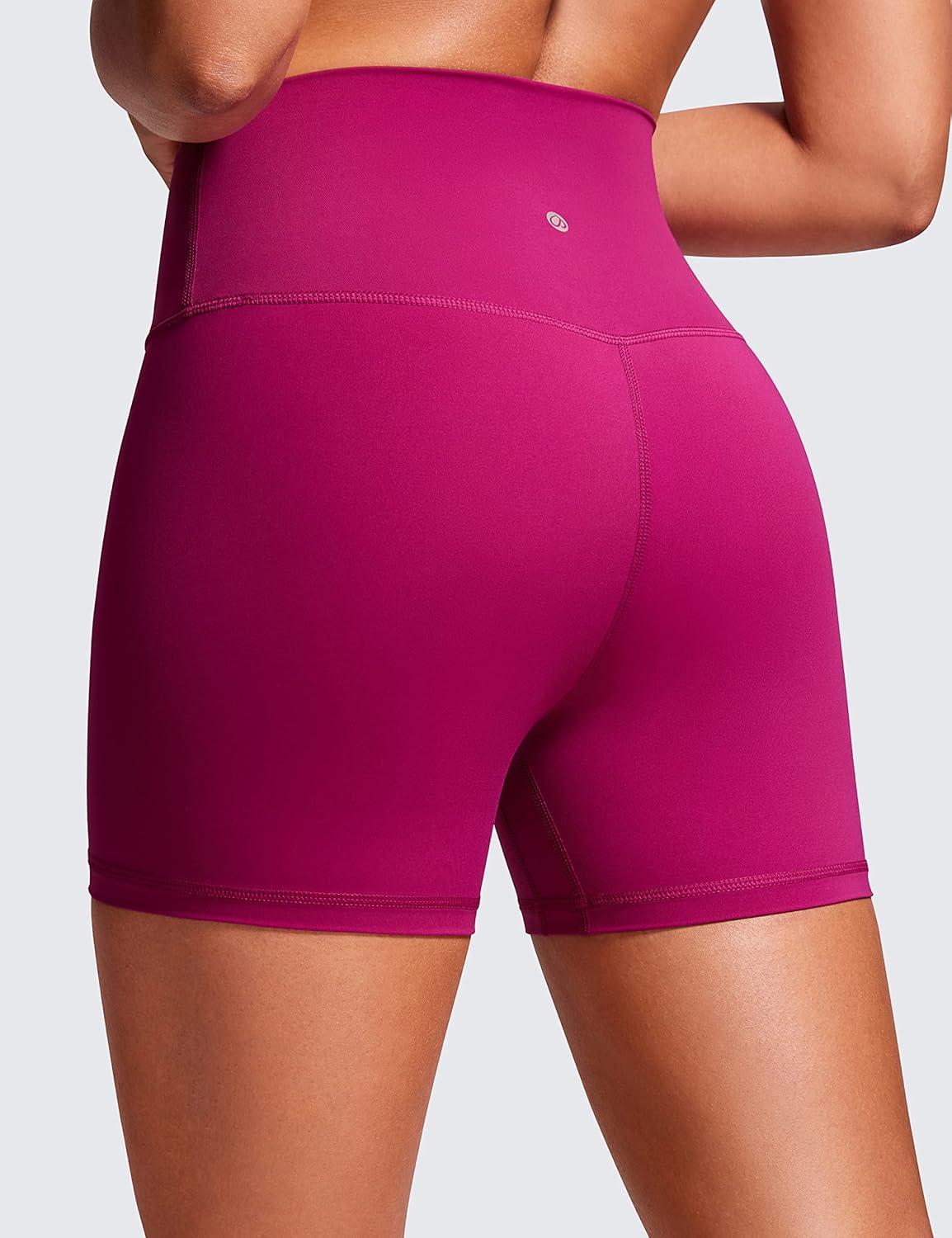 imageCRZ YOGA Womens Naked Feeling Biker Shorts  4 Inches High Waist Yoga Workout Running Gym SpandexMagenta Purple