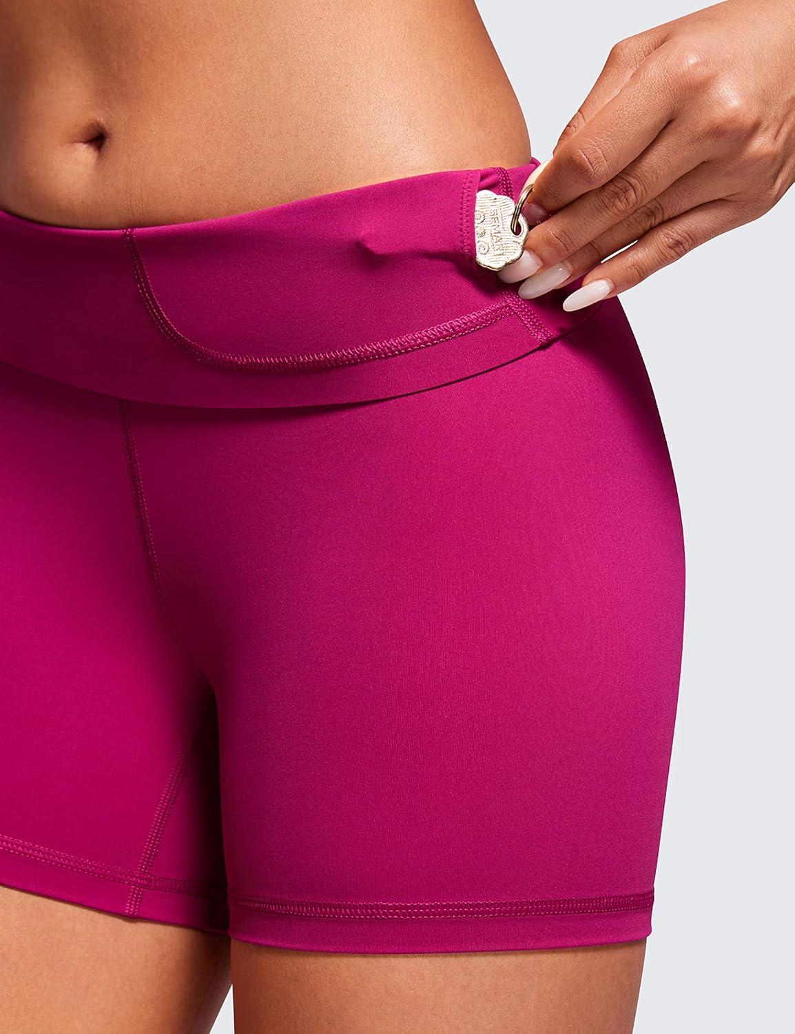 imageCRZ YOGA Womens Naked Feeling Biker Shorts  4 Inches High Waist Yoga Workout Running Gym SpandexMagenta Purple