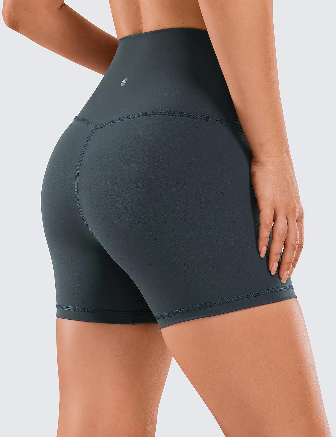 imageCRZ YOGA Womens Naked Feeling Biker Shorts  4 Inches High Waist Yoga Workout Running Gym SpandexMelanite