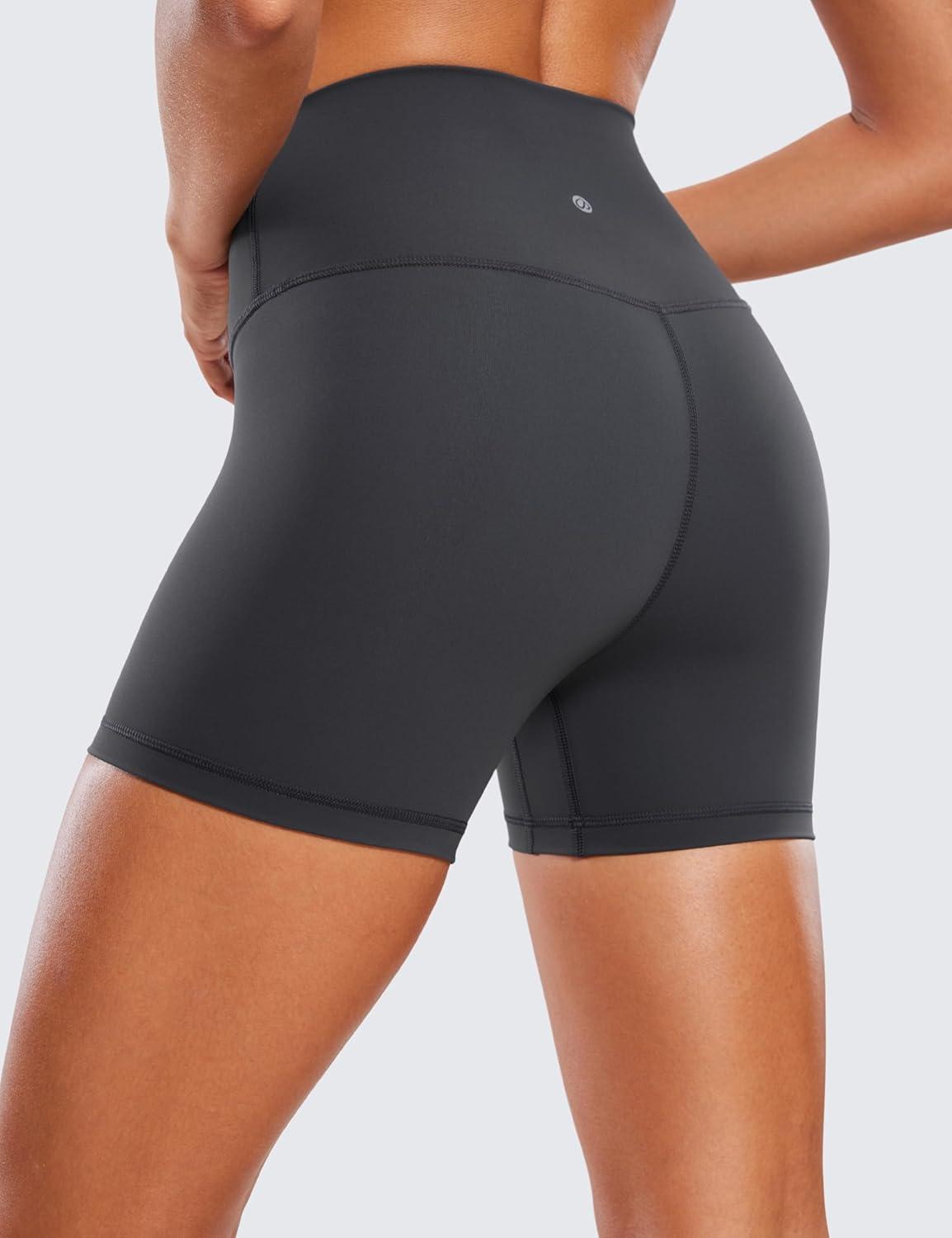 imageCRZ YOGA Womens Naked Feeling Biker Shorts  4 Inches High Waist Yoga Workout Running Gym SpandexMysterious Grey