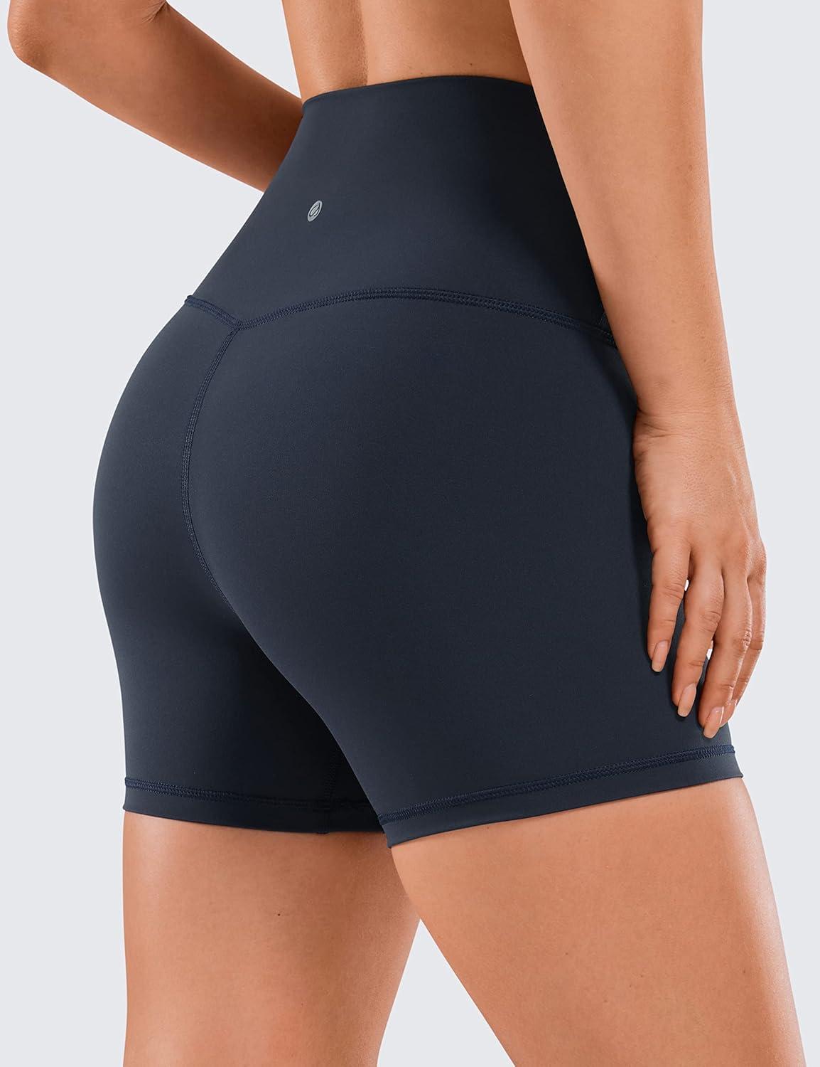 imageCRZ YOGA Womens Naked Feeling Biker Shorts  4 Inches High Waist Yoga Workout Running Gym SpandexNavy