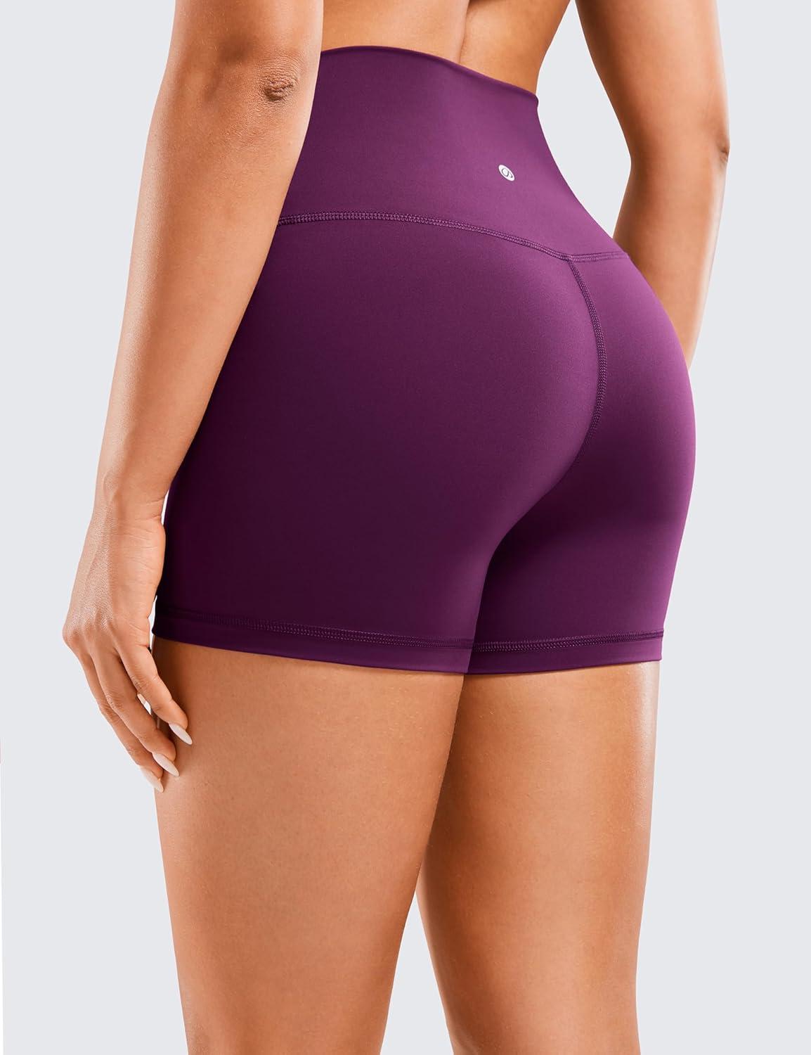 imageCRZ YOGA Womens Naked Feeling Biker Shorts  4 Inches High Waist Yoga Workout Running Gym SpandexPlum Magenta