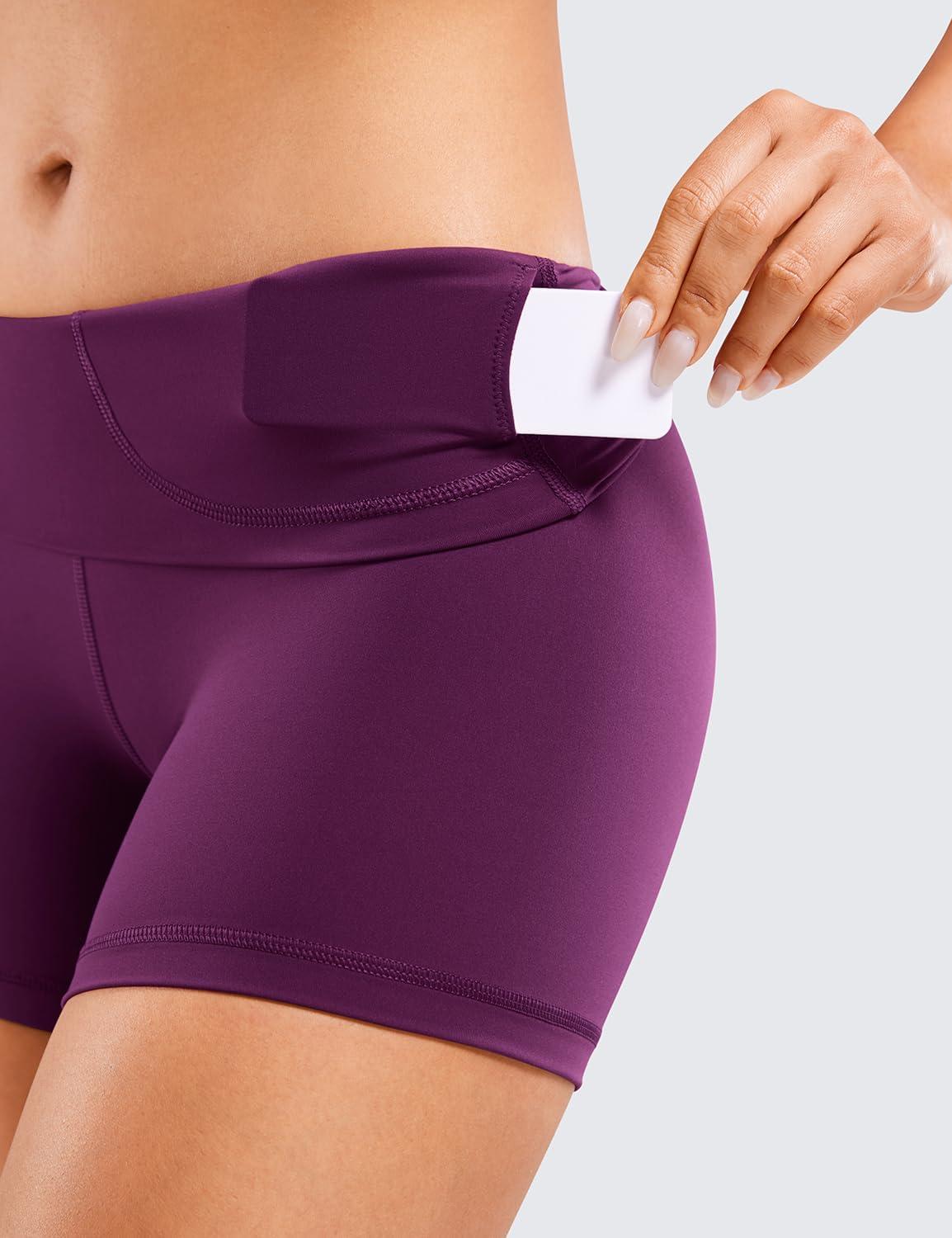 imageCRZ YOGA Womens Naked Feeling Biker Shorts  4 Inches High Waist Yoga Workout Running Gym SpandexPlum Magenta