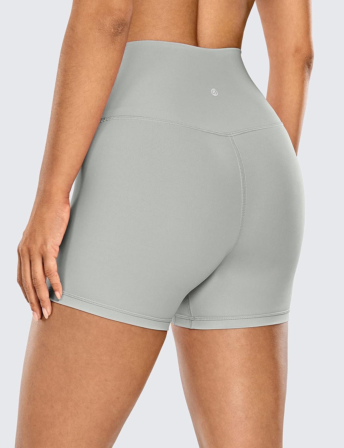 imageCRZ YOGA Womens Naked Feeling Biker Shorts  4 Inches High Waist Yoga Workout Running Gym SpandexSterling