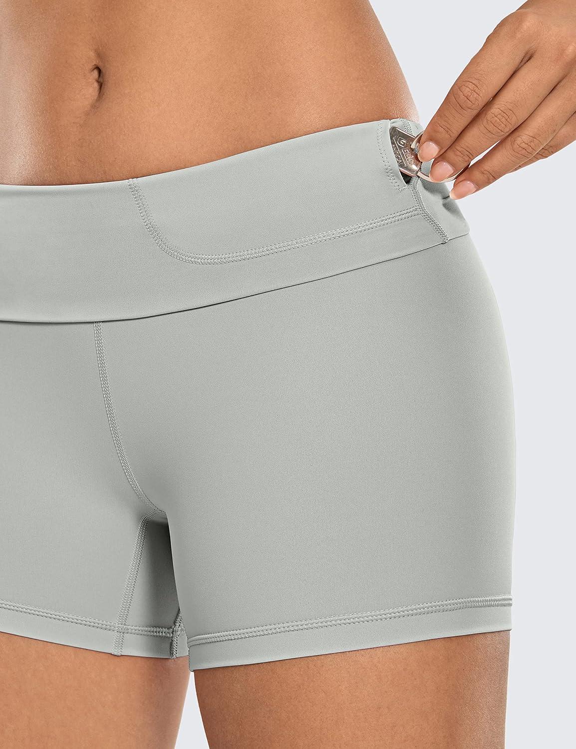 imageCRZ YOGA Womens Naked Feeling Biker Shorts  4 Inches High Waist Yoga Workout Running Gym SpandexSterling