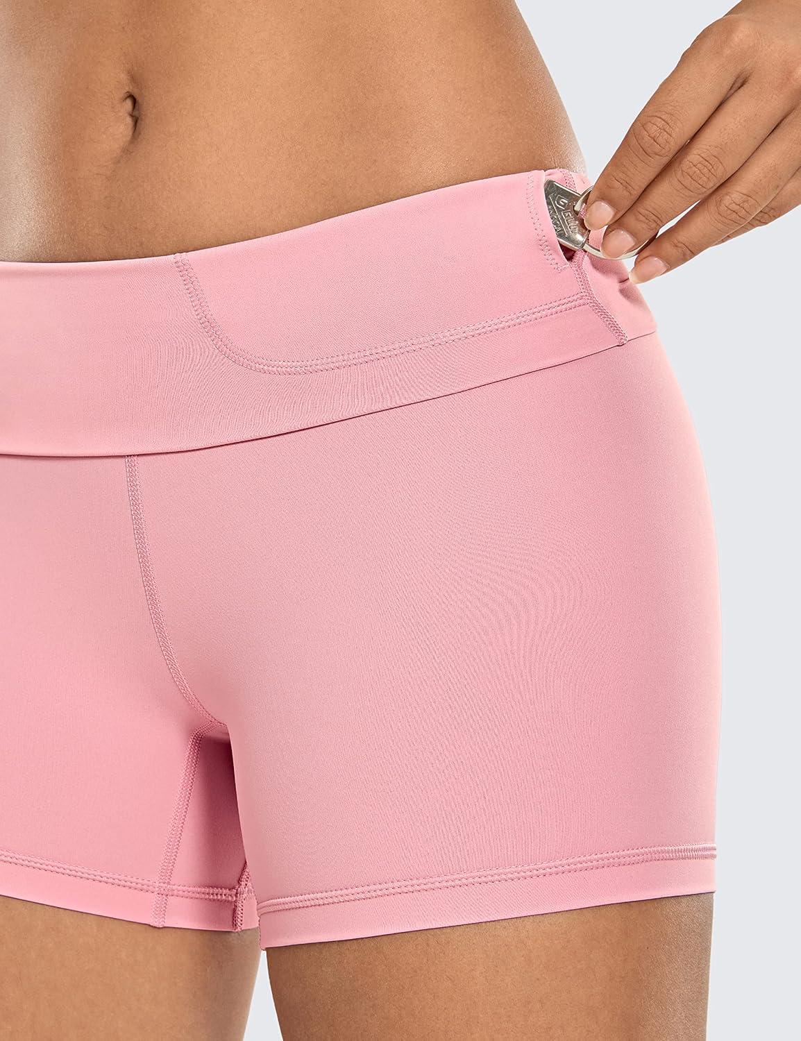 imageCRZ YOGA Womens Naked Feeling Biker Shorts  4 Inches High Waist Yoga Workout Running Gym SpandexThe Heartbeat Pink