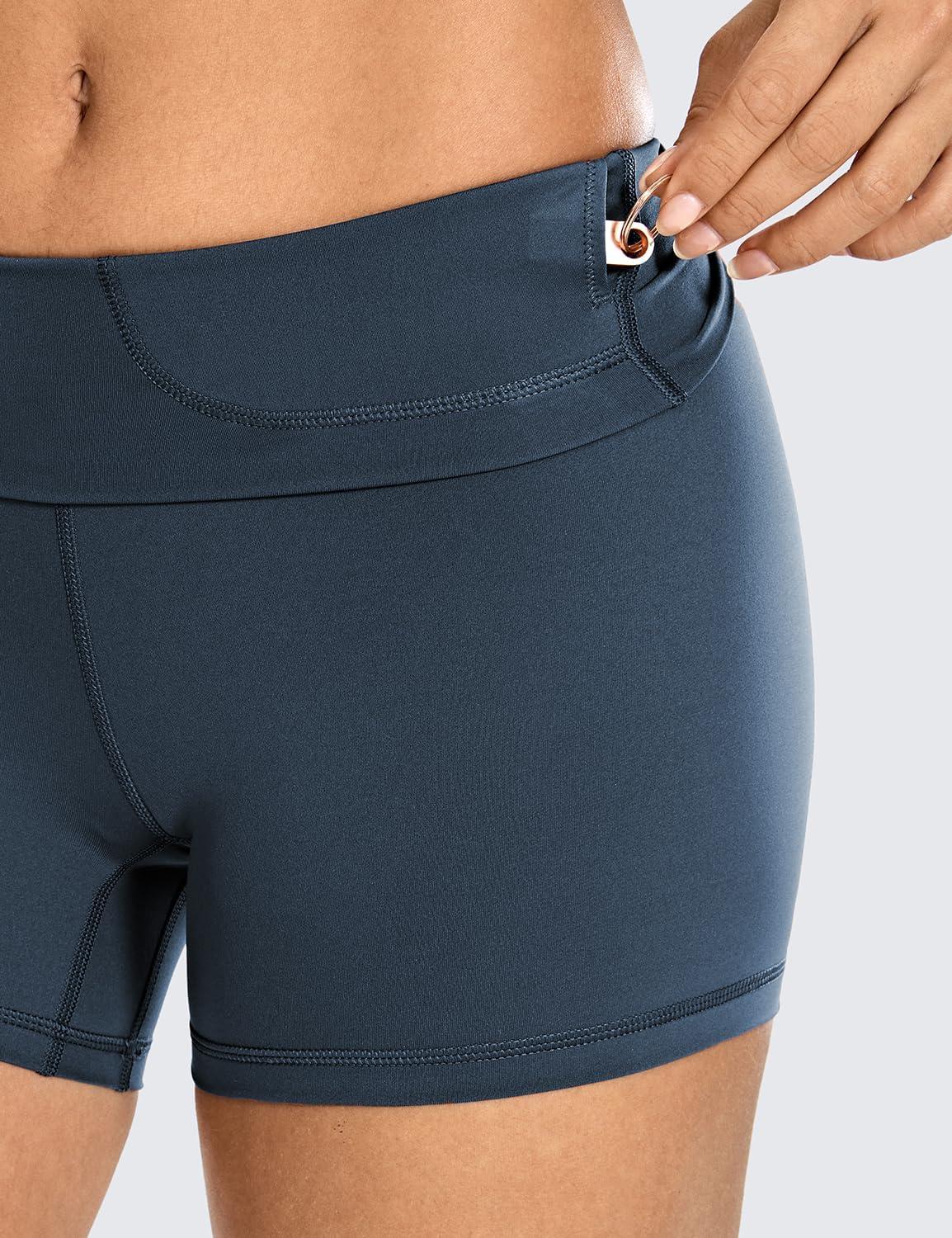 imageCRZ YOGA Womens Naked Feeling Biker Shorts  4 Inches High Waist Yoga Workout Running Gym SpandexTrue Navy