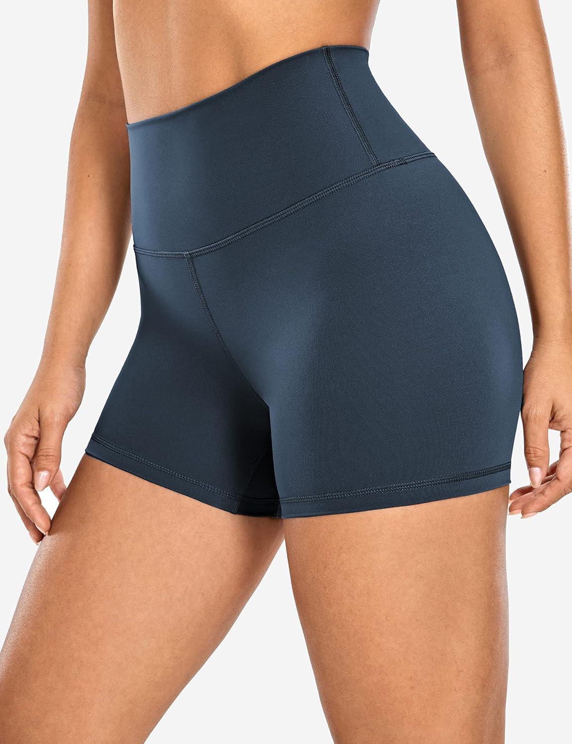 imageCRZ YOGA Womens Naked Feeling Biker Shorts  4 Inches High Waist Yoga Workout Running Gym SpandexTrue Navy