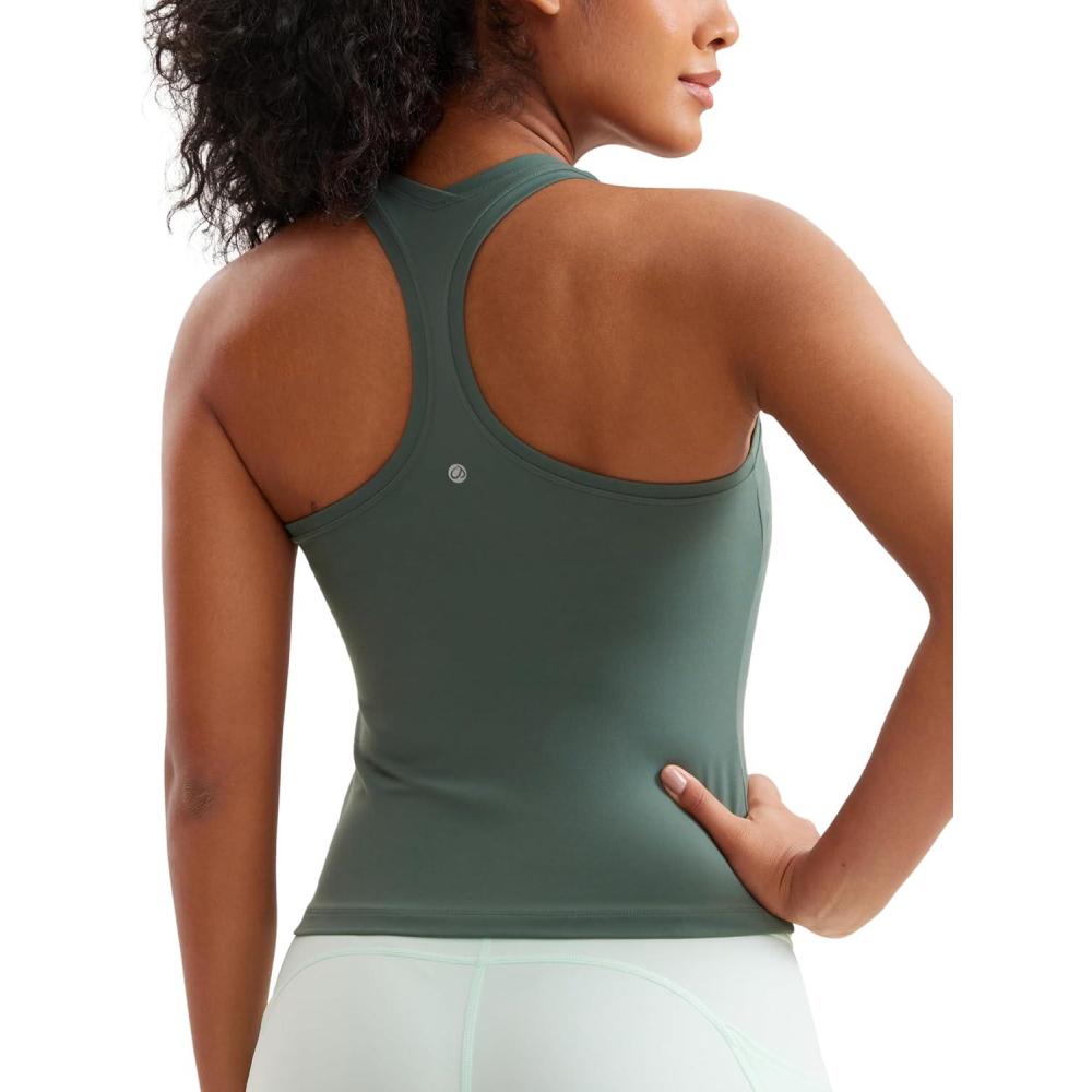 imageCRZ YOGA Butterluxe Racerback Workout Tank Tops for Women Sleeveless Camisole Gym Athletic Yoga ShirtsDark Forest Green