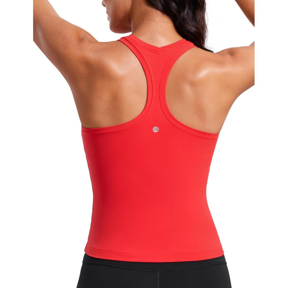 imageCRZ YOGA Butterluxe Racerback Workout Tank Tops for Women Sleeveless Camisole Gym Athletic Yoga ShirtsDeep Red