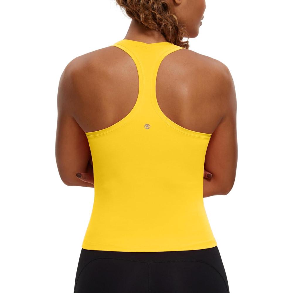 imageCRZ YOGA Butterluxe Racerback Workout Tank Tops for Women Sleeveless Camisole Gym Athletic Yoga ShirtsHigh Visibility Yellow