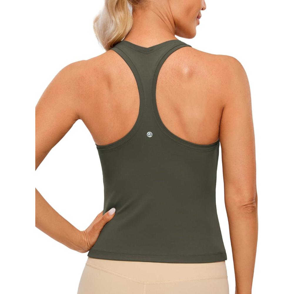 imageCRZ YOGA Butterluxe Racerback Workout Tank Tops for Women Sleeveless Camisole Gym Athletic Yoga ShirtsLight Army Green